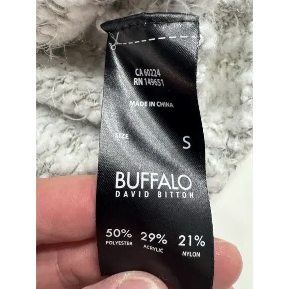 Chunky Knit Sweater White Gray Women's Small Buffalo David Bitton - Picture 3 of 5